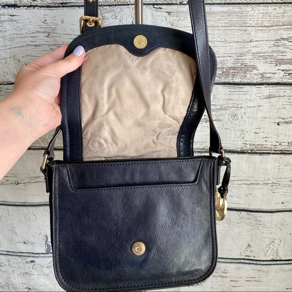 MK Naomi Gold Hardware Purse Navy Blue Leather - Picture 7 of 10